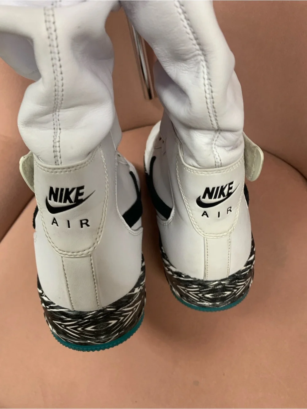 Nike Upstep Warrior White Over-the-Knee Boot with Black Swoosh